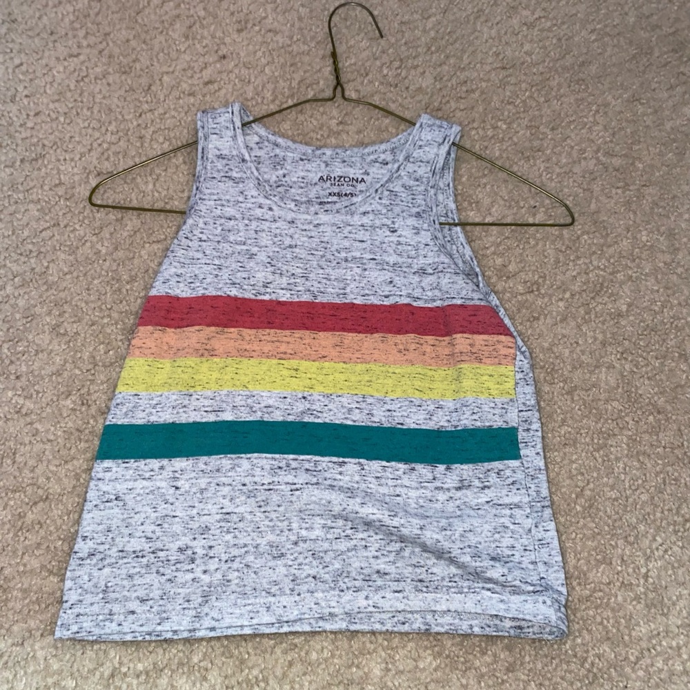 No, this is a gray shirt with a semi rainbow made with 60% cotton 40% polyester